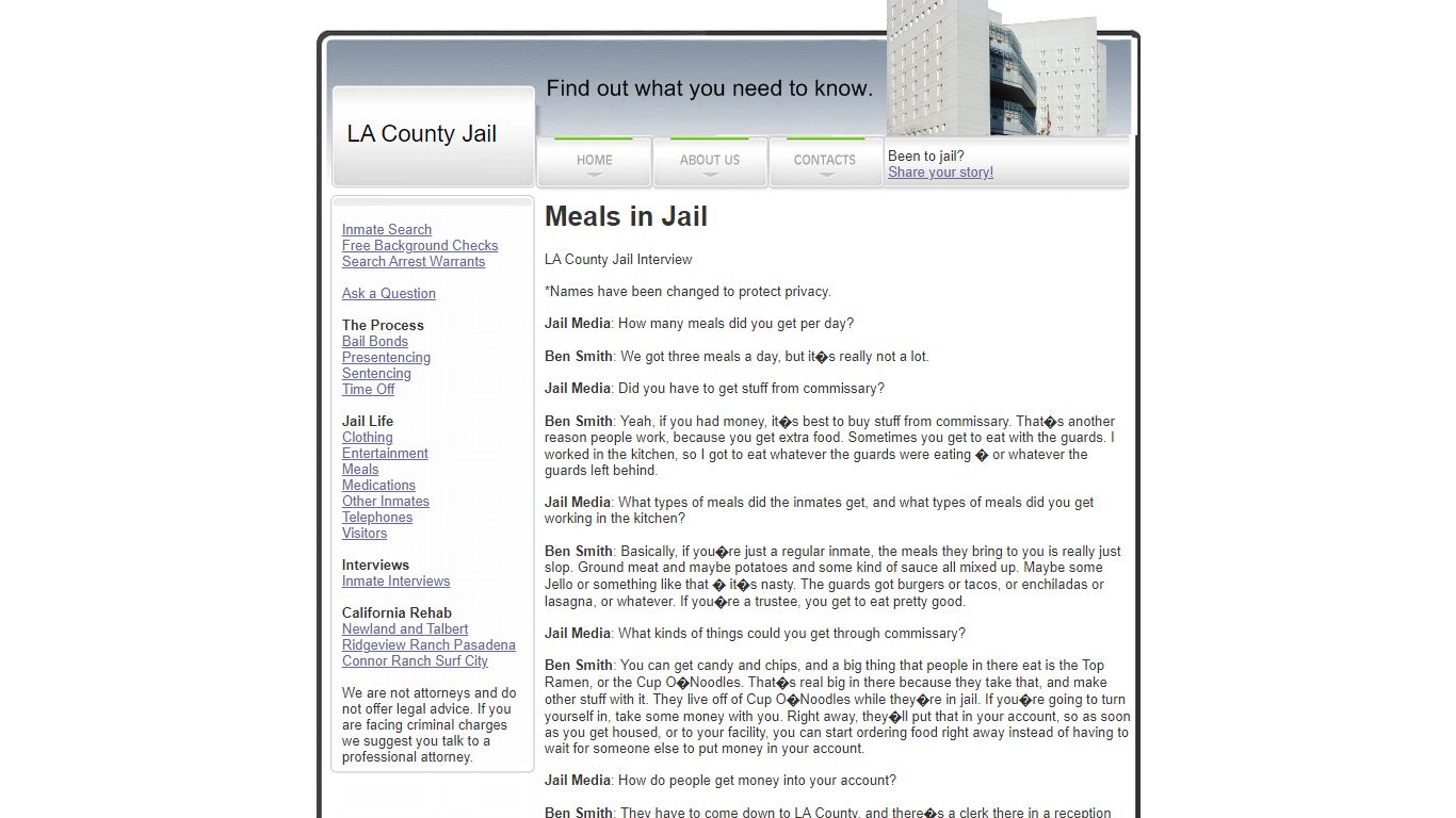 Meals in the Los Angeles County Jail - lajailinfo.com